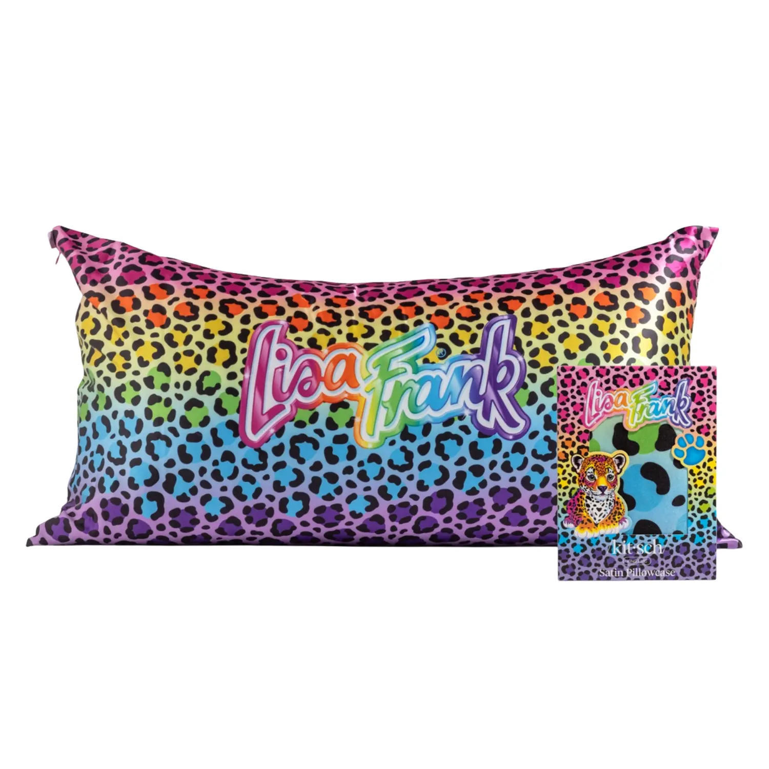 Lisa Frank Satin Pillowcase Rainbow Leopard King
