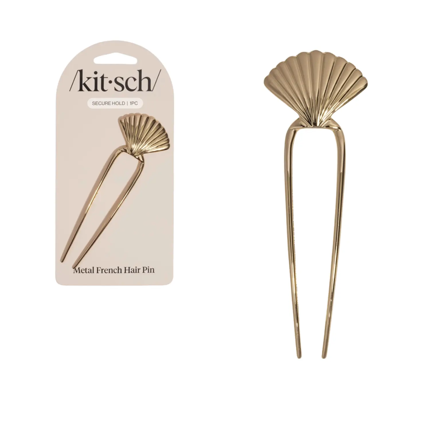 Metal Clam Shell French Hair Pin Gold
