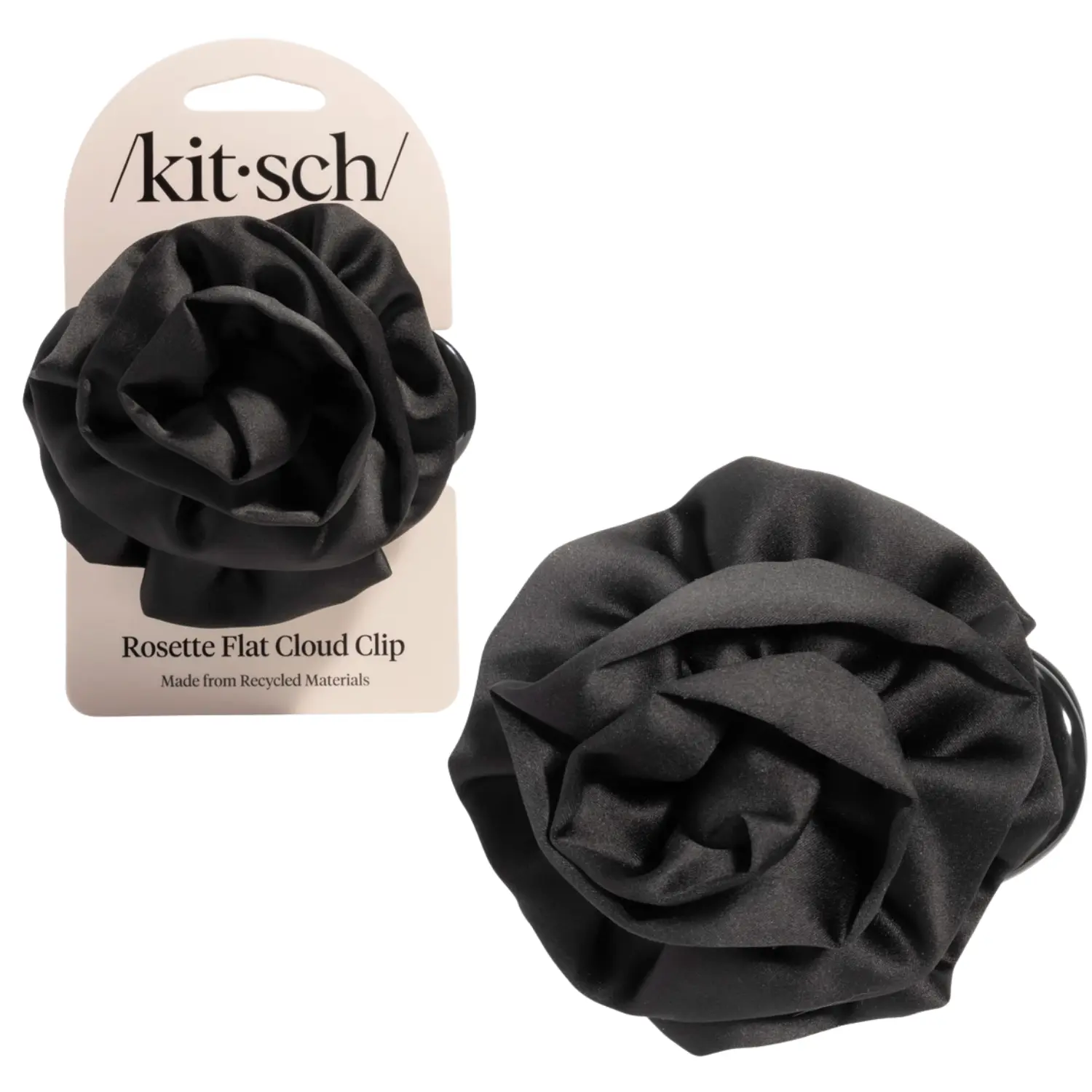 Satin Rosette Flat Cloud Clip Black