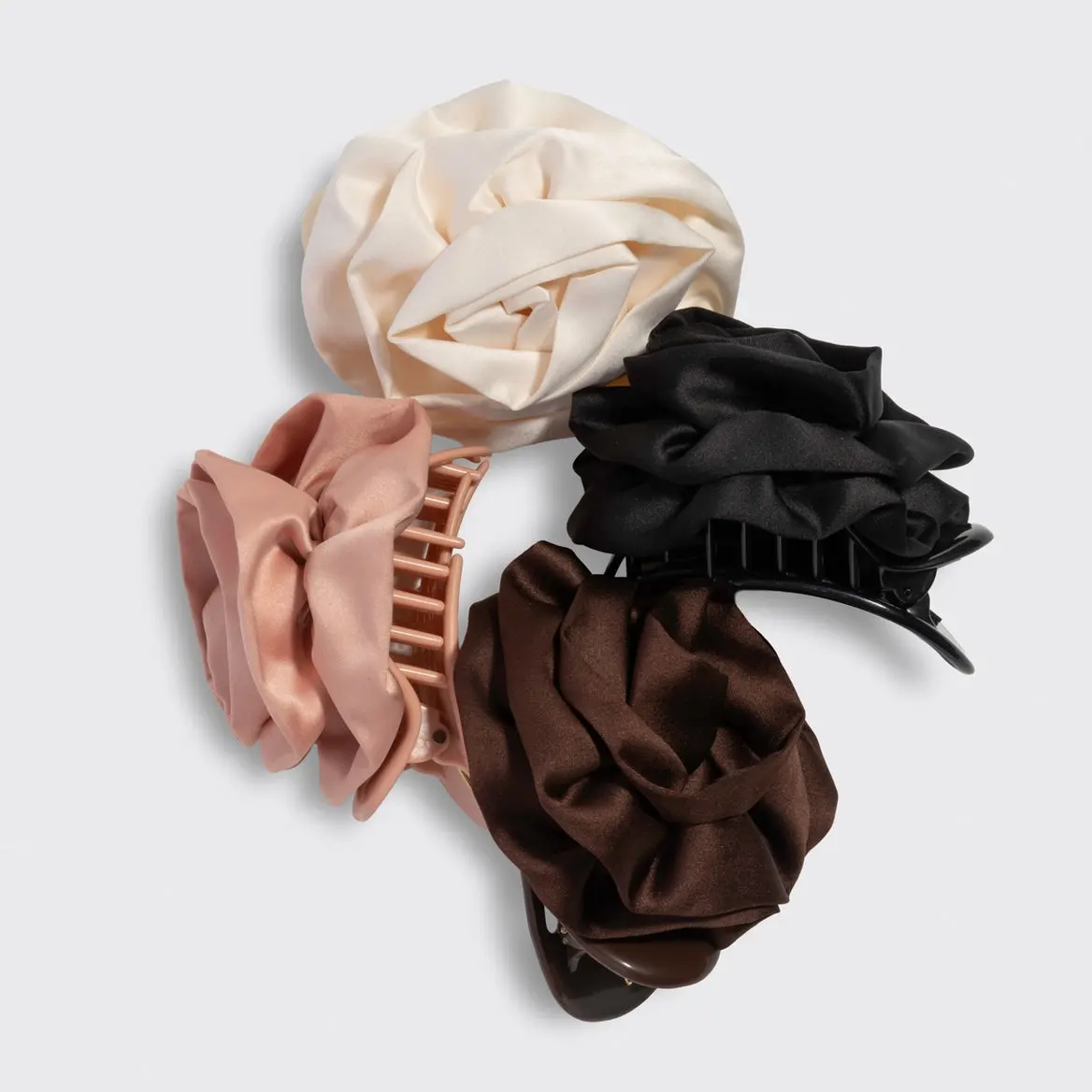 Satin Rosette Flat Cloud Clip Chocolate - Image 6