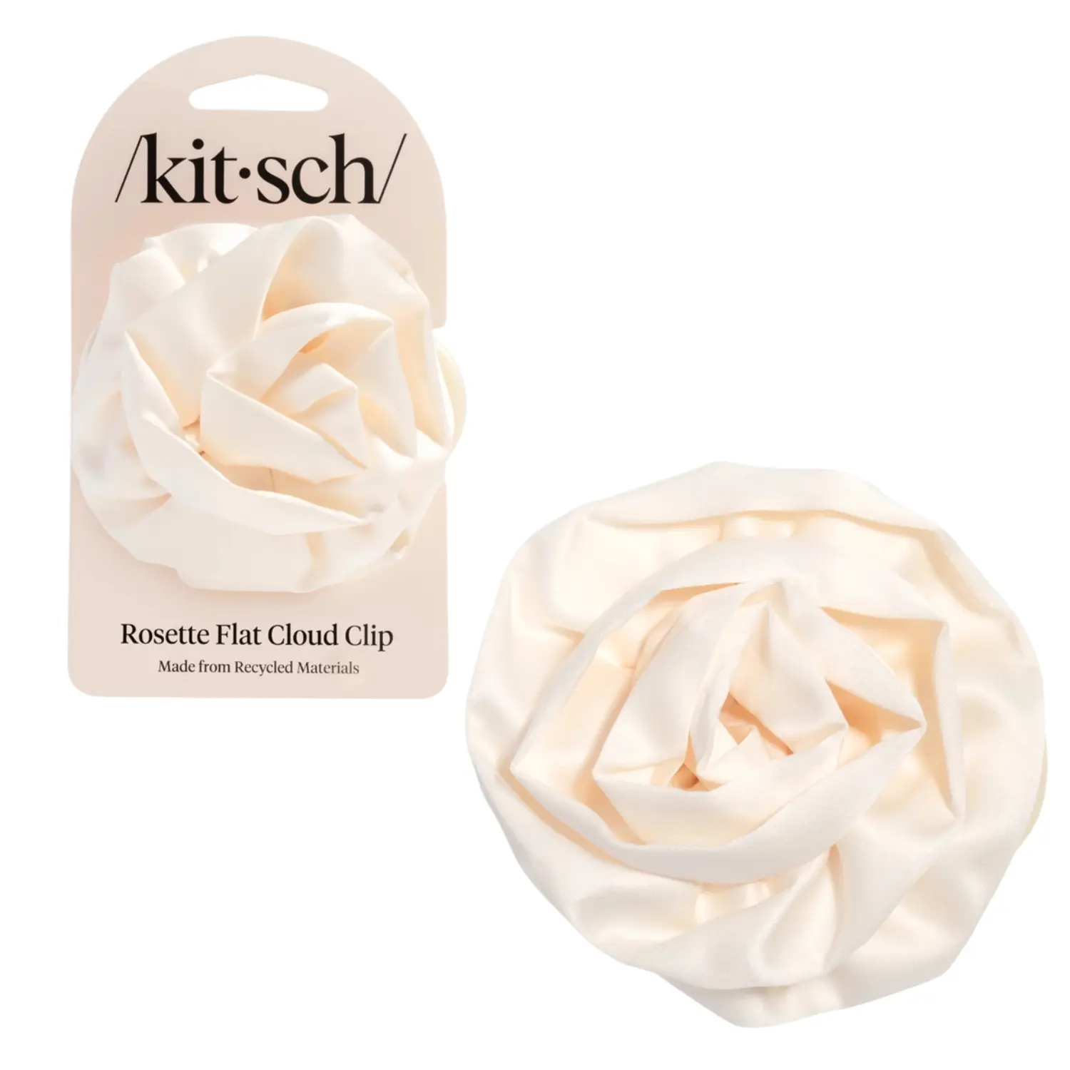 Satin Rosette Flat Cloud Clip Cream