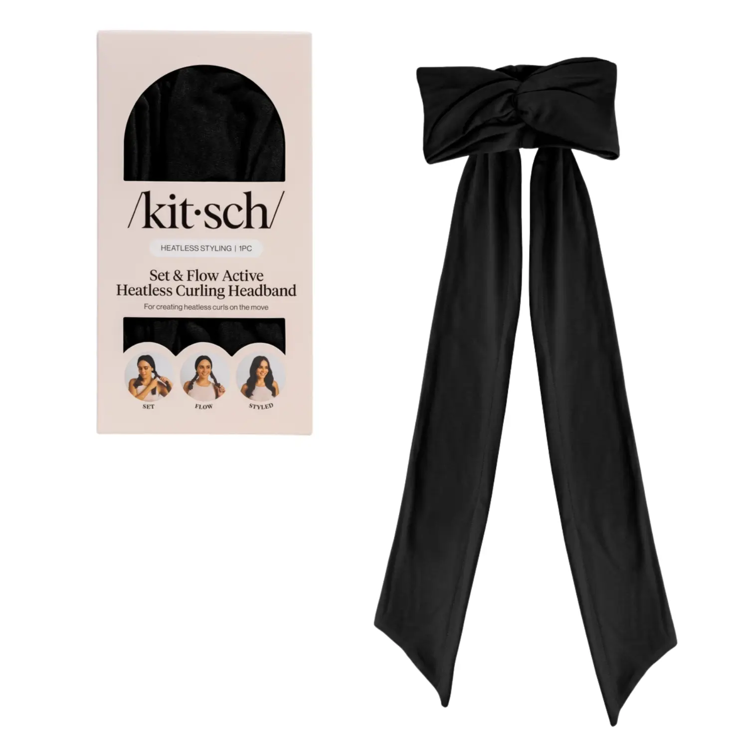 Set & Flow Heatless Curling Headband Black