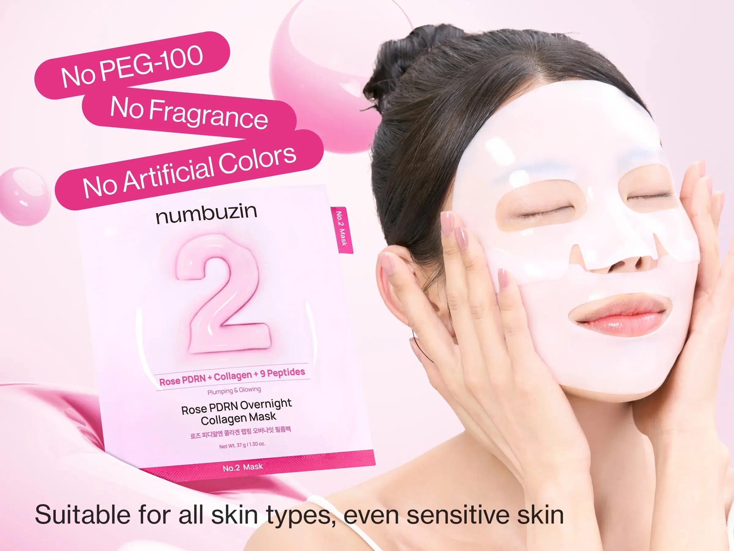 No.2 Rose PDRN Overnight Collagen Mask 4-Pack - Image 5
